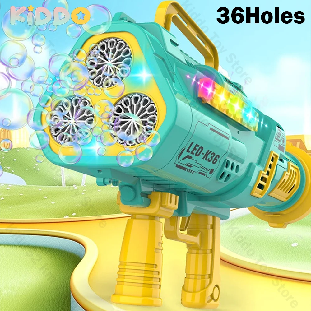 

36Holes Electric Bubble Gun Kids Toy Bubbles Machine Automatic Soap Blower with Light Outdoor Wedding Party Games Children Gift