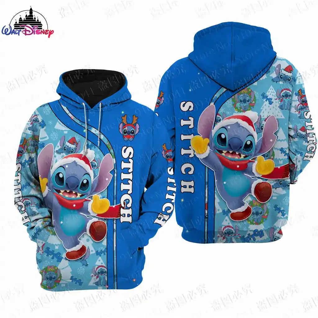 Stitch Christmas Disney men women 3D Print High quality Fleece Zipper/ Hoodies parent-child clothing Pullover Tops