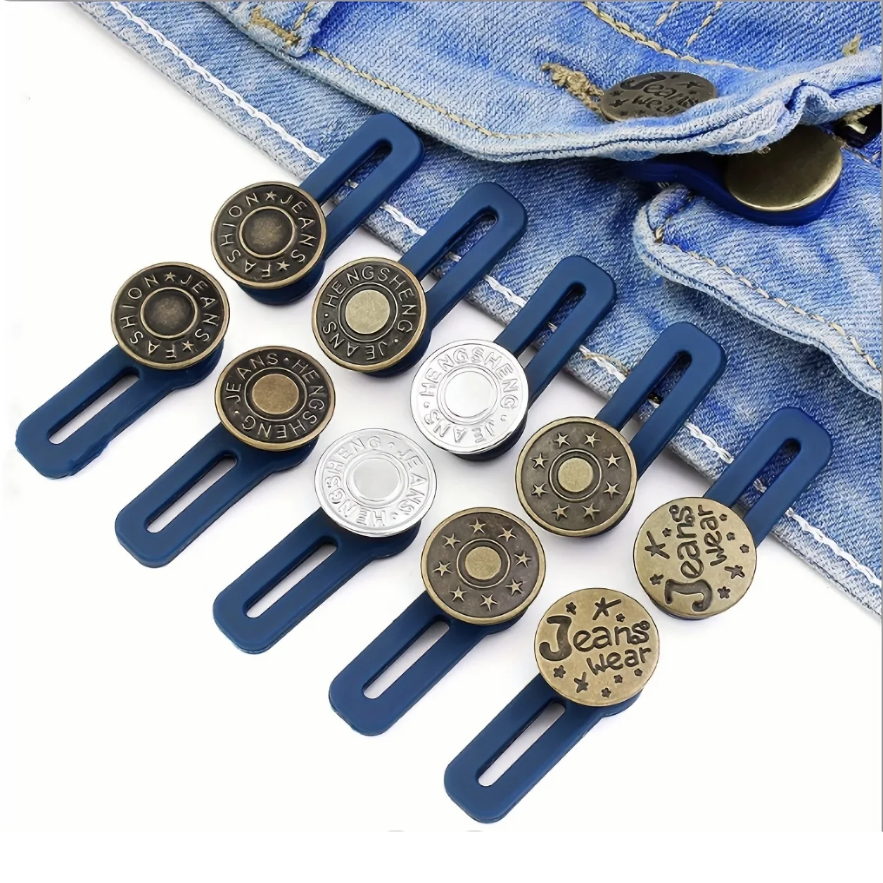 10pcs Metal Button Extender Perfect To Any Jeans Pants Free Sewing Retractable Jeans Waist Button Extended Buckles Fixing Kit