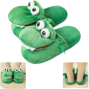 Crocodile Cartoon Cotton Flip Flops mit bewegender Mund, lustige Heimshorts, warme Winterschuhe, Weihnachtsgeschenk für Männer und Frauen 10 Hauptverkauf Pantufa Alligator - №8