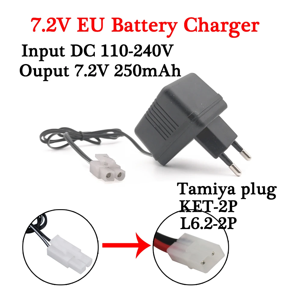 7.2v 9.6v Charger for NiCd NiMH battery Input 100v-240v Output 7.2v 250ma with Tamiya Plug Kep-2p Plug 9.6v charger For RC toys