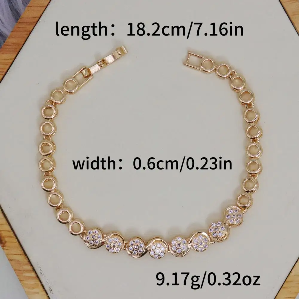 ZHONGVI Gold Color Geometric Circle Bracelet For Women Micro Pave CZ Zircon Chain Bracelet Jewelry Gifts