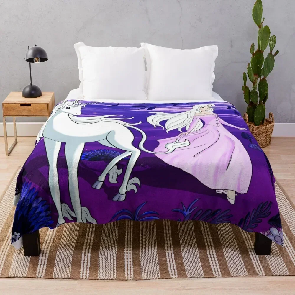 

The Last Unicorn Lady Amalthea Throw Blanket Warm Flannel Blanket for Couch Chair Bedroom