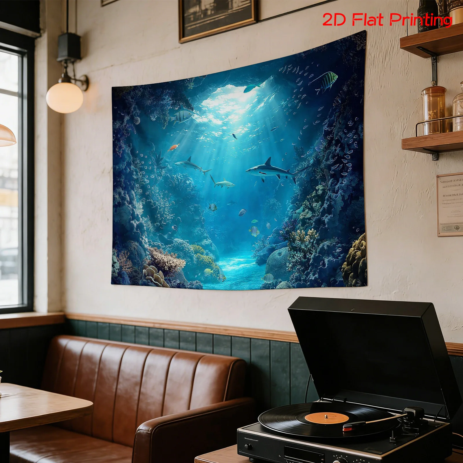 Большой настенный гобелен с из – обзор и цена Aquarium Blue Marine Reef