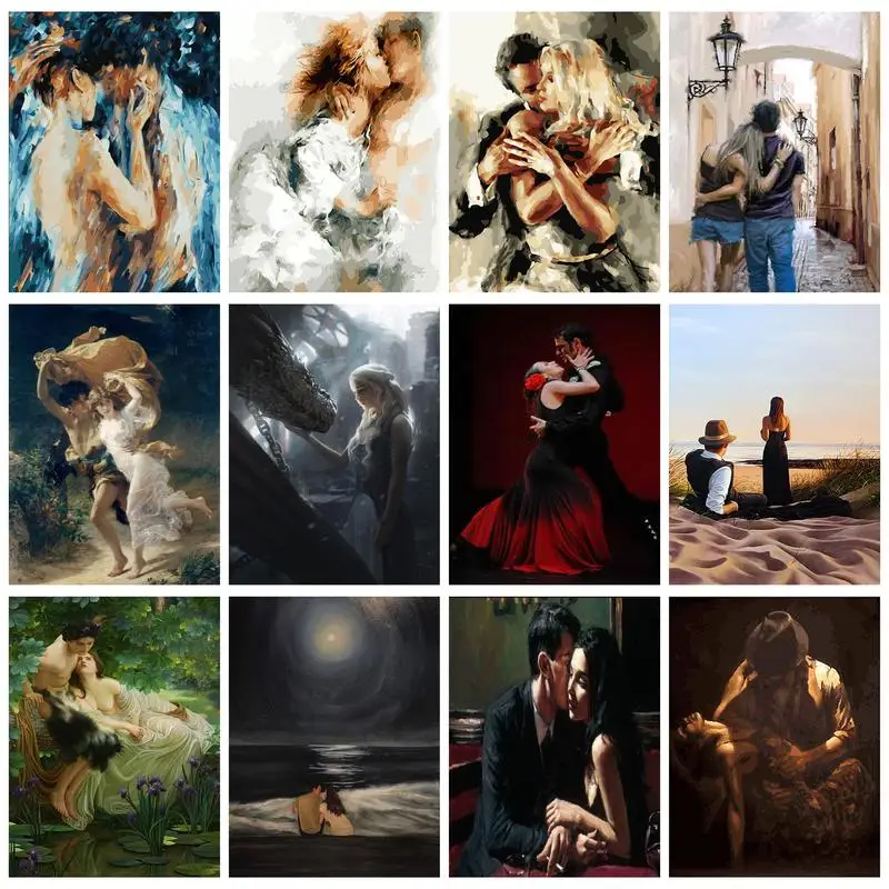 RUOPOTY Modern Diy Painting By Numbers Couples Woman And Man Handpainted Oil Painting On Canvas Diy Crafts Home Decors For Adult