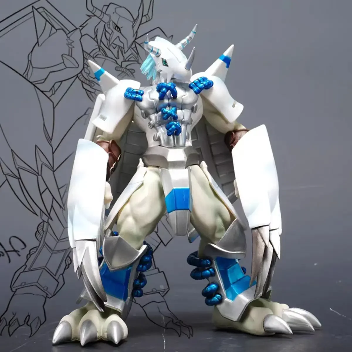 

20cm Digital Monster White Wargreymon Action Figure Pvc Model Statue Collection Desktop Decoration Ornament Toys Birthday Gift