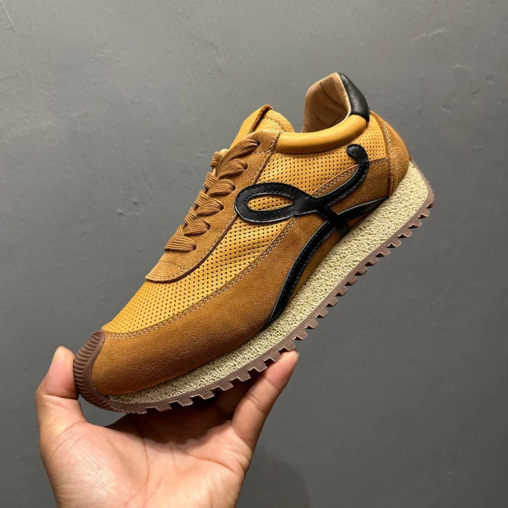 

QHCCID High Quality Cowhide Forrest Gump Shoes Men's and women's shoes Summer and autumn Colorblocking Casual Sneakers