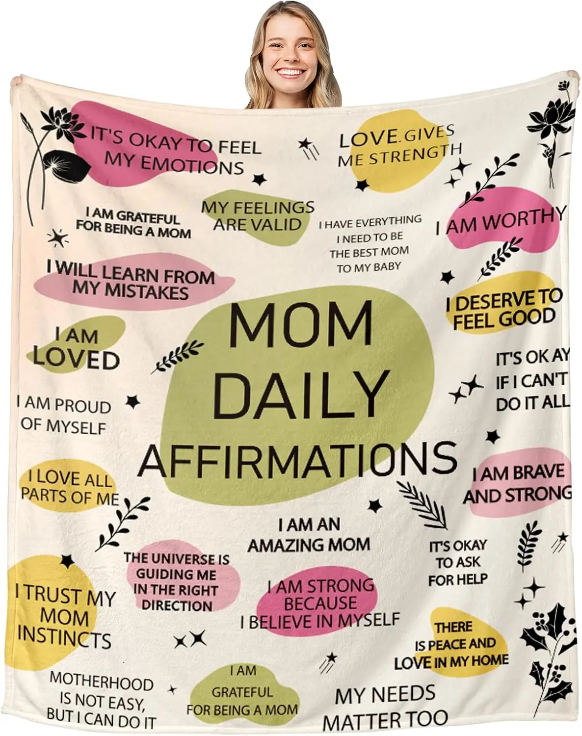 Новые подарки маме для женщин, забавное одеяло, рождественское одеяло для женщин, одеяло позитивных ежедневных подтверждений, забавный белый стиль