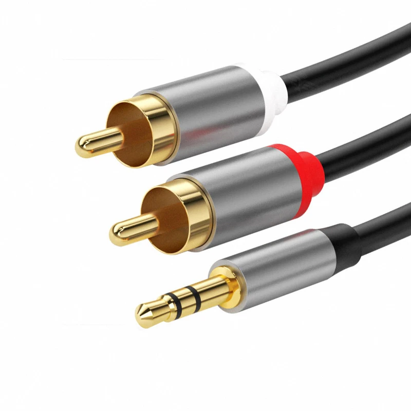 HIFI RCA 3.5mm to Double Lotus Universal Audio Cable One Divides Into Two Connection Sound Cable Computer Phone Gold Plated