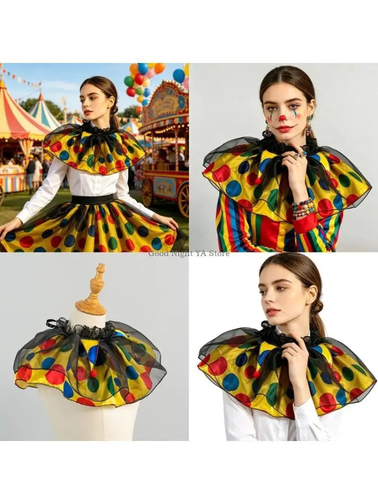  Colorful Dot Embellished Detachable Choker Colorful Mesh Neckpiece For Gothic Fashion And Cosplay Event
