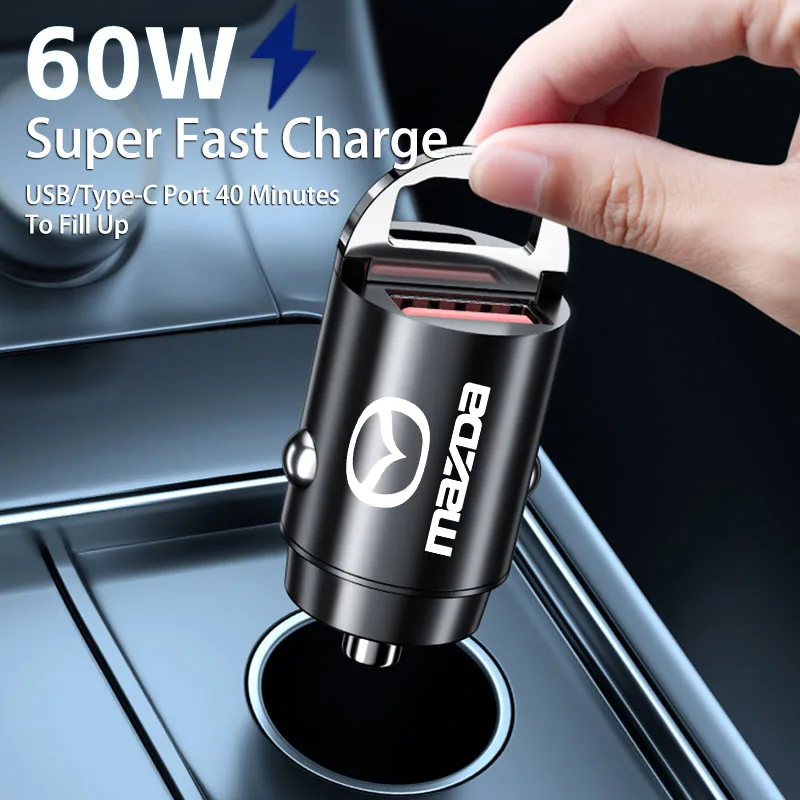 

Car Interior Charger USB Type-C Fast Charging Power Adapter For Mazda 6 2 3 CX50 CX60 BT-50 CX5 CX30 MX-5 CX3 CX8 Atenza CX80
