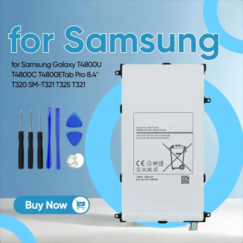 

New 4800mAh Replacement Battery for Samsung Galaxy T4800U T4800C T4800ETab Pro 8.4" T320 SM-T321 T325 T321