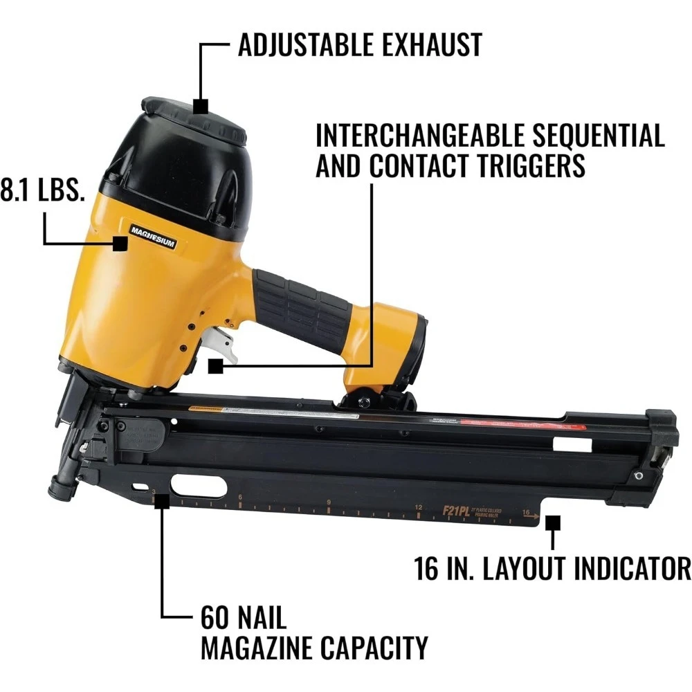 أدوات وتحسين المنزل، أداة تثبيت المسامير، رأس مستدير، 1-1/2-بوصة إلى 3-1/2 بوصة، هوائي #3