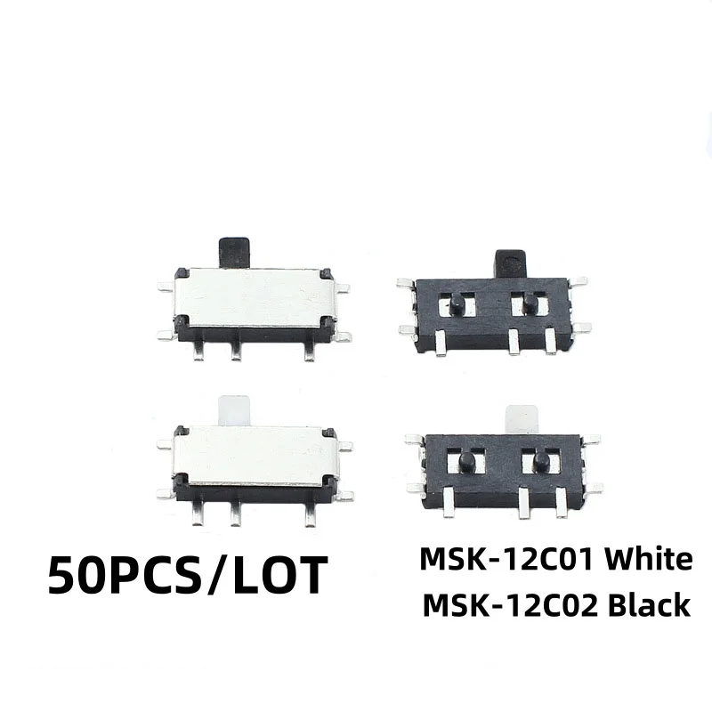 50PCS/LOT Toggle switch MINI SMD Switch MSK-12C01 MSK-12C02 7pin 1P2T ON/OFF Switch For MP3 MP4