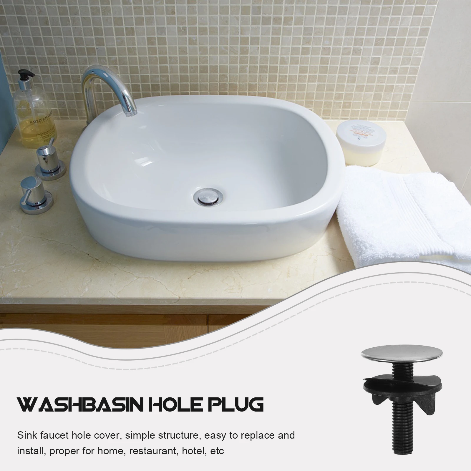 

2pcs Hole Cover Kitchen Plugs Decorative Cap Stainless Steel Circular Durable Sealing Faucet Hole Cover Washbasin Sink