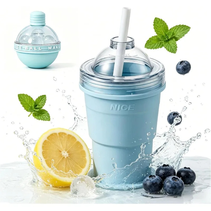 This 2-in-1 collapsible hockey cup comes with a straw and lid. Suitable for various beverages such as coffee and juice.