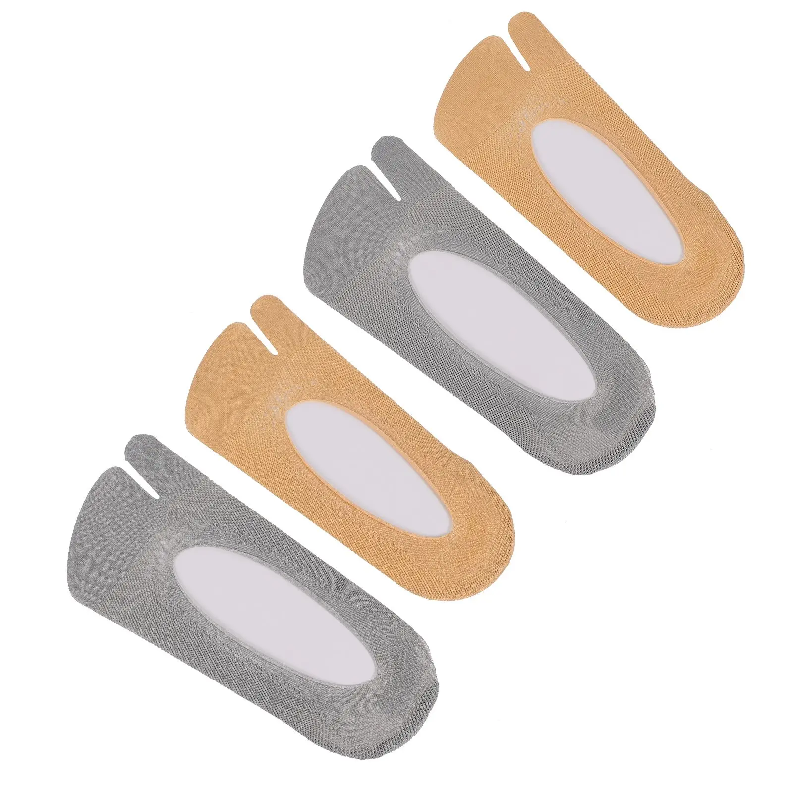 2 Pairs Women Socks Short Split Toe Invisible Breathable Nylon Skin Color Thin Elastic Fashionable Practical