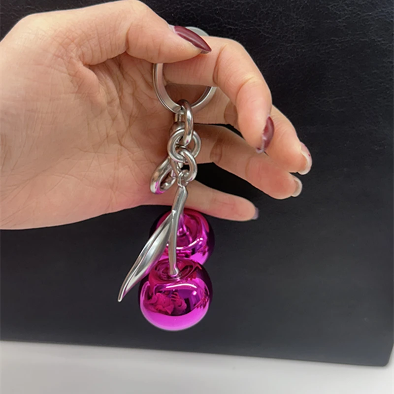 For Coach Handbag Shoulder Bags Fashion Glitter Mirror Face Purple Cherry Pendant Women\'s Keychain Bag Charm Accessories Gift