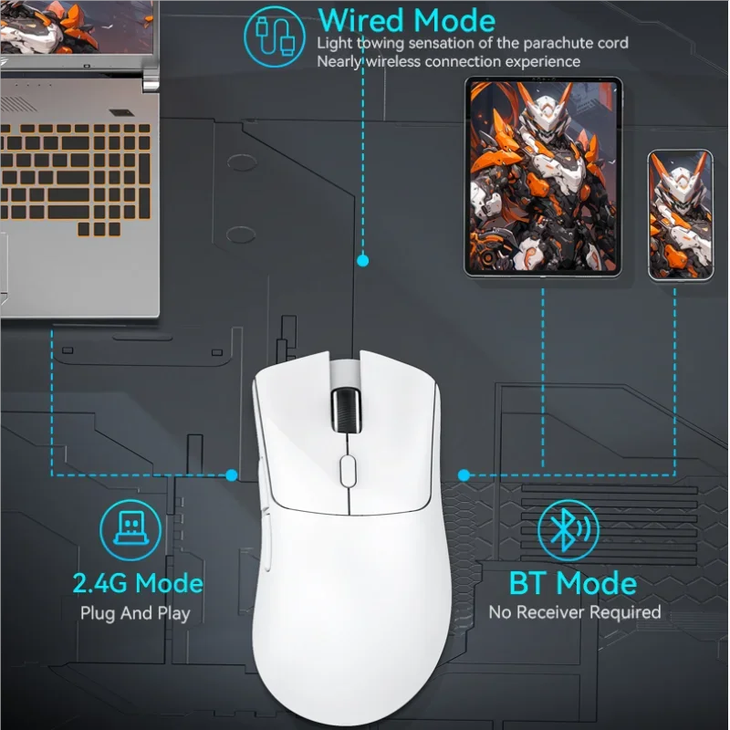 رائجة البيع هجوم القرش R1 ماوس الألعاب اللاسلكية ثلاثي الوضع 2.4G بلوتوث السلكية 18K ديسيبل متوحد الخواص 1000 هرتز PAW3311 الاستشعار 59 جرام خفيفة الوزن