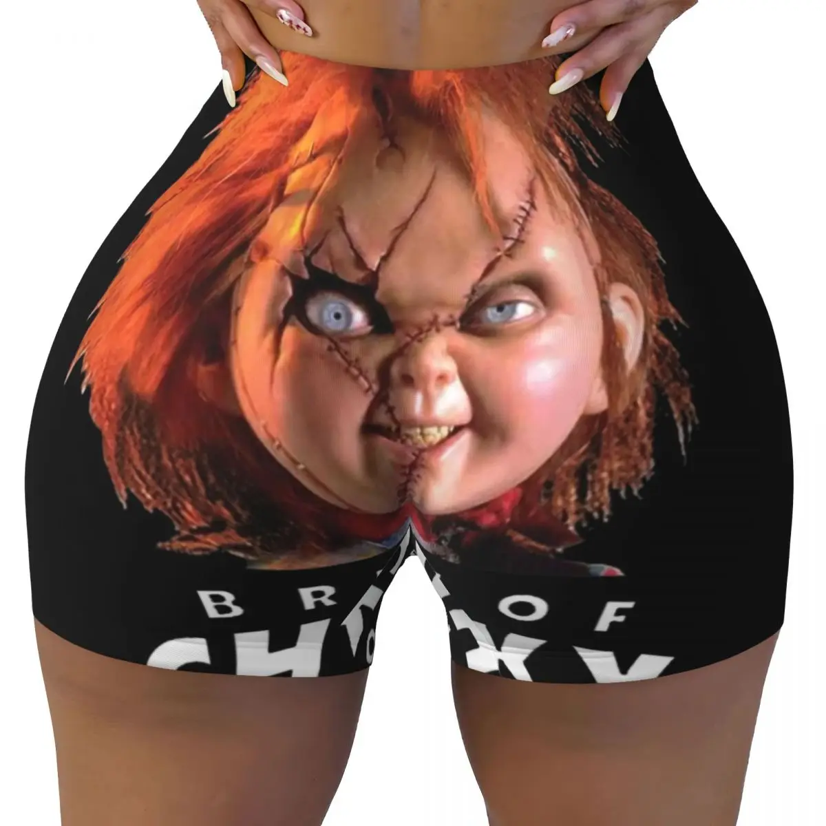 

Custom Bride Of Chucky Running Volleyball Workout Shorts Women Horror Movie Athletic Gym Yoga Shorts