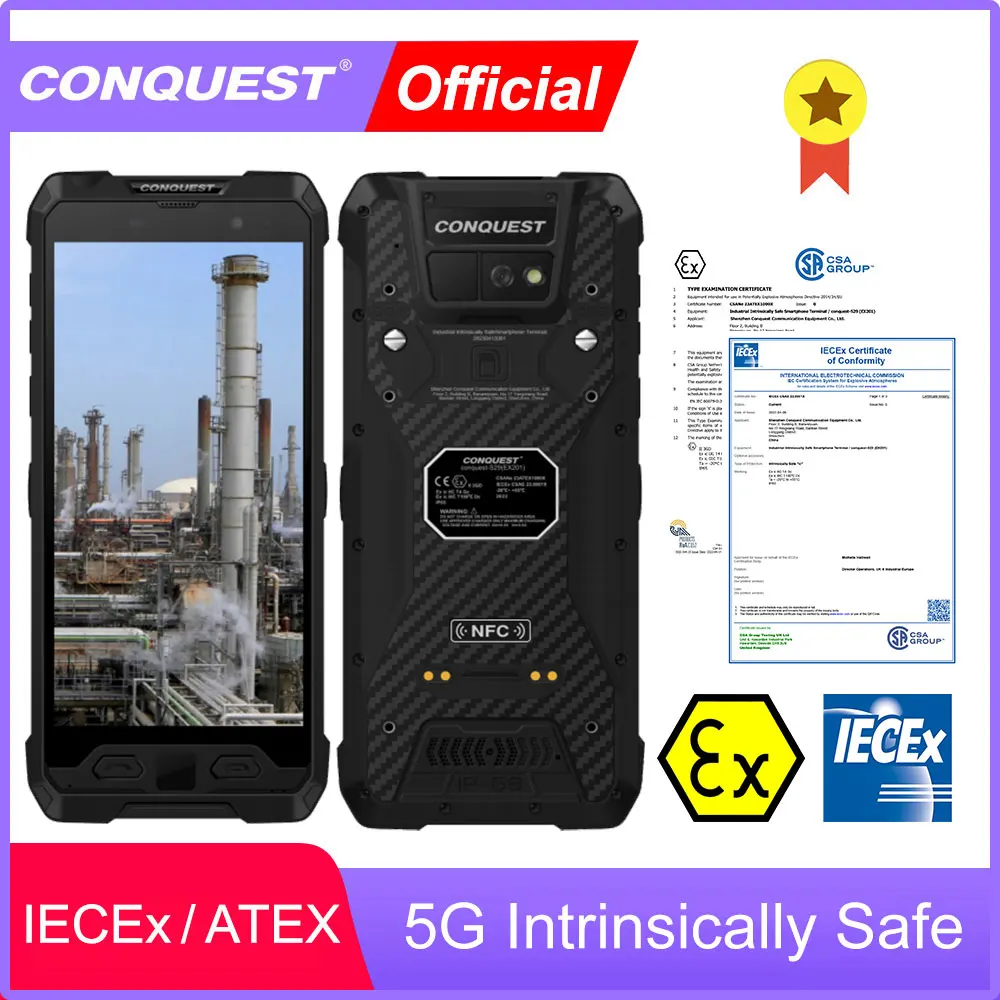 CONQUEST EX201 5G Intrinsically Safe Terminal Zone 1/21 ATEX/ IECEx  Android12 Rugged Phone