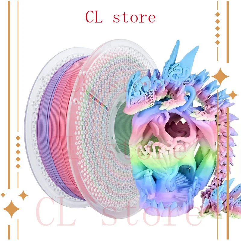 

Rainbow 3D PLA Printer Filament 1.75 mm, Matte 3 D PLA Printing Print Filament +/-0.03mm, 1kg/2.2lbs Macaron Gradient 1KG