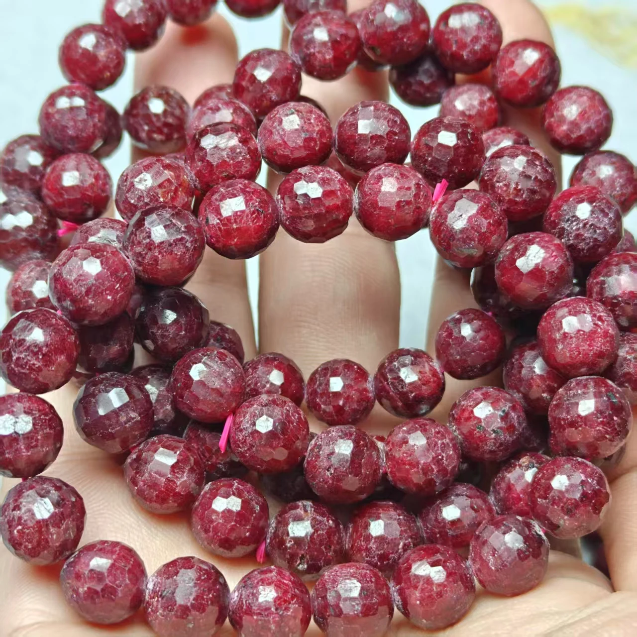 Großhandel Natürliche AAA Rubin Facettierte Glatte Runde Perlen für Schmuckherstellung, Design, DIY Armband Geschenk – Detail 6