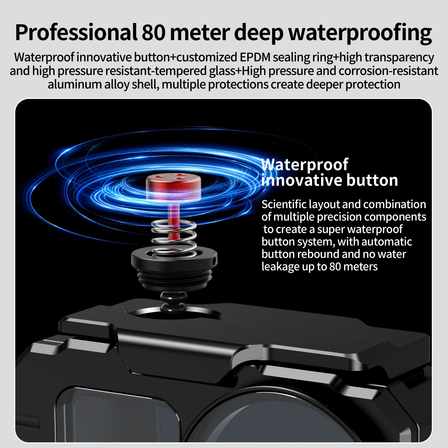 Wasserdichtes Gehäuse Tauchgehäuse für DJI OSMO Action 5Pro 4 3 Schnellmontage Stativhalterung Unterwasser-Schutzrahmen Metallgehäuse – Detail 5