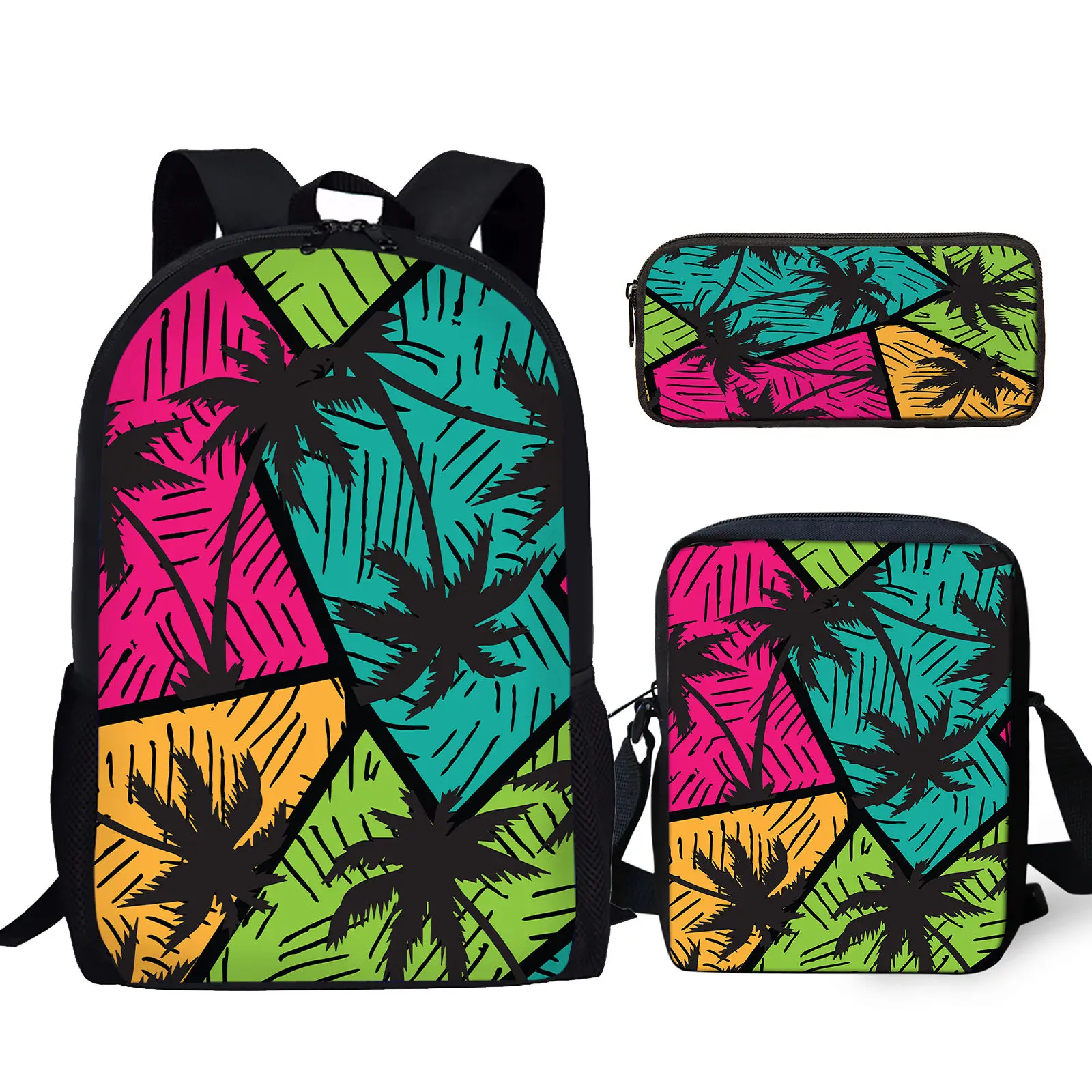 Hawaii Color Cartoon Coconut Tree 3D Printing Youth Laptop Bag Student Textbook Large Capacity Backpack Casual Messenger Bag