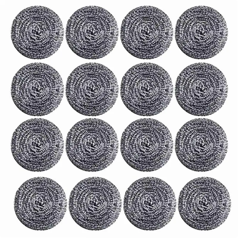 DTEN-64 PCS Stainless Steel Sponges Scrubbers, Utensil Scrubber Scouring Pads Ball For Removing Rust Dirty Cookware Cleaner