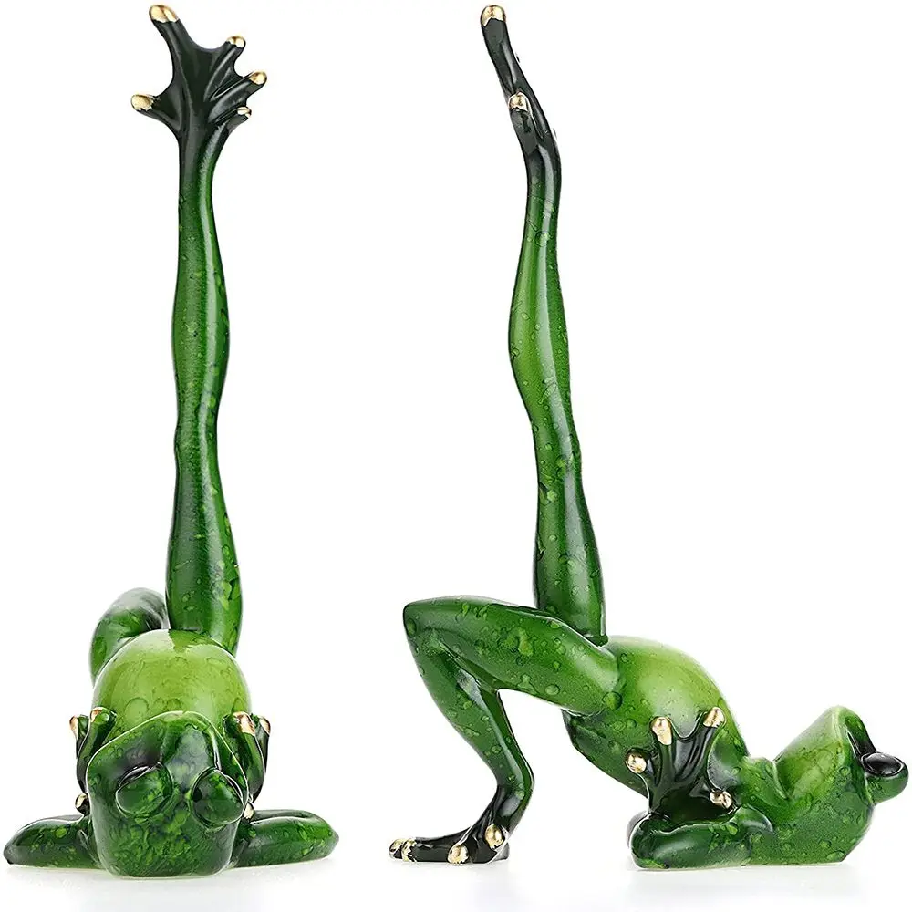 Creative Yoga Frogs Resin Crafts Miniatures Frog Sculpture Statue Home Table Desk Decor