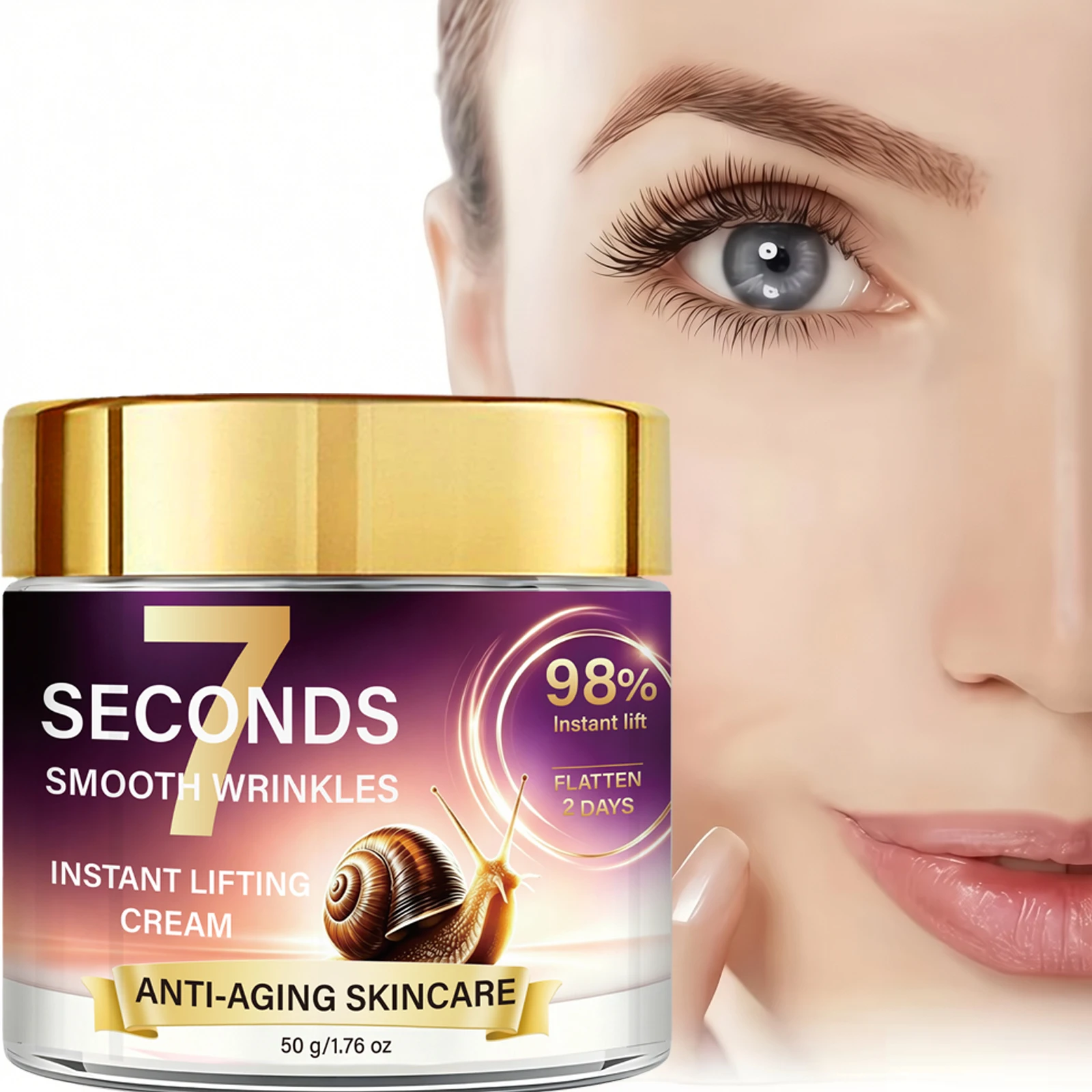 Water Ice Levin 7 Seconds Snail Lifting Cream Moisturizing Firming Anti-Aging Facial Skin Care 50g