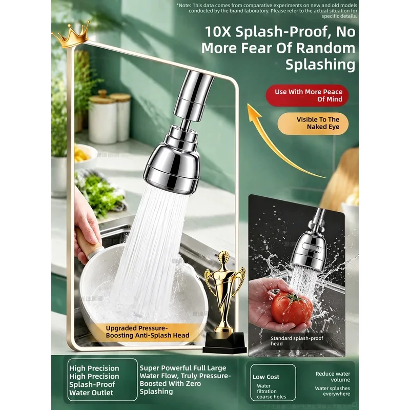 Genuine all-copper kitchen sink faucet with a universal swivel extender—versatile, rotatable, pressure-boosting, and splash‑p...