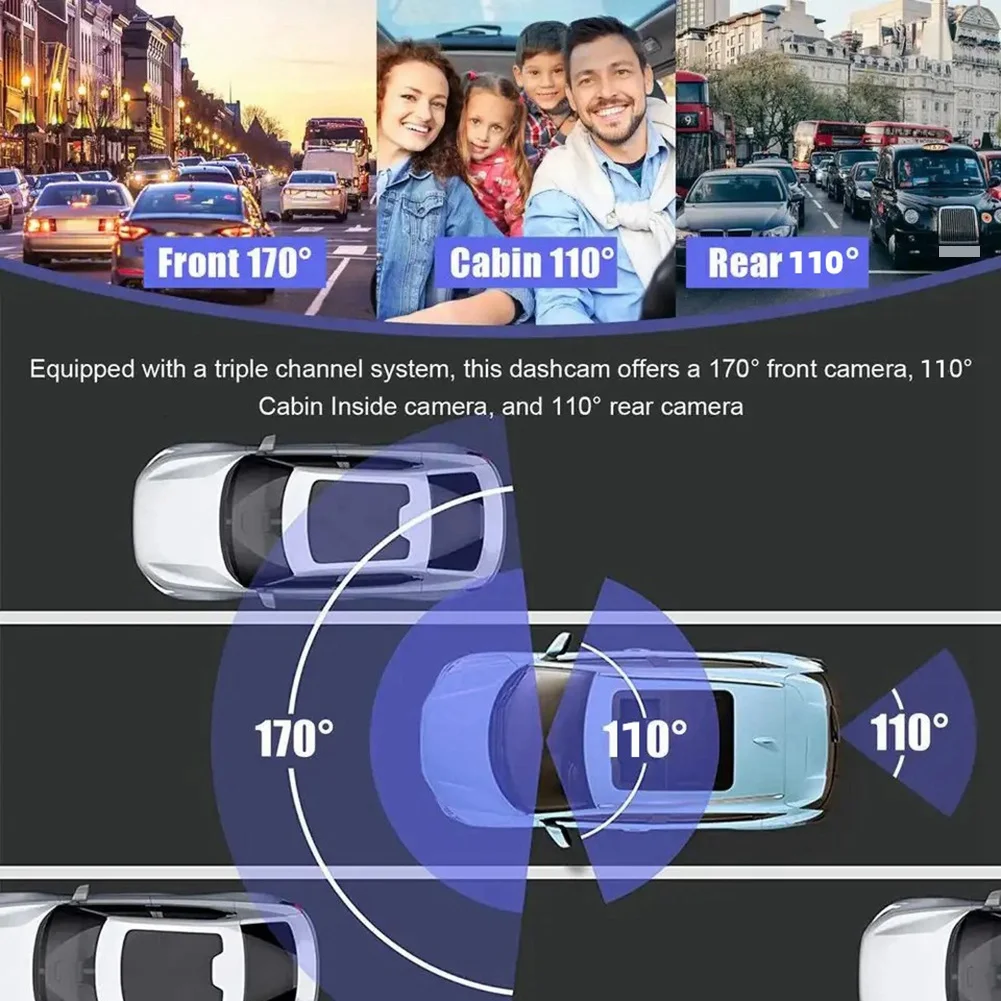 

3 Camera Dash Cam 1080P 3.16 Inch Screen Dashcam With Wifi Driver Recorder For Taxi CAR DVR Rear Camera Universa