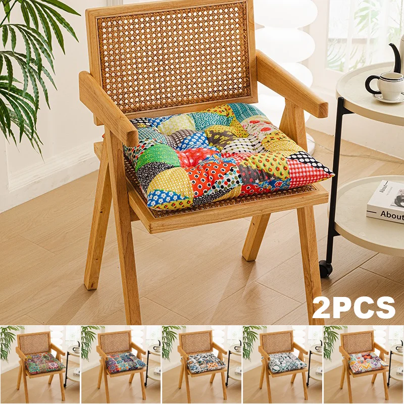 

2PCS Bohemian Vintage Style Crystal Short Plush Square Office Chair Cushion Soft Breathable Non-Slip Car Seat Pad Home Decor