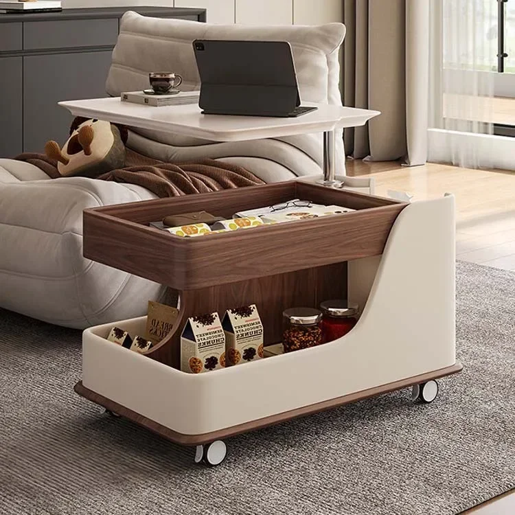 Household high-end liftable antique removable sofa tea table trolley corner table