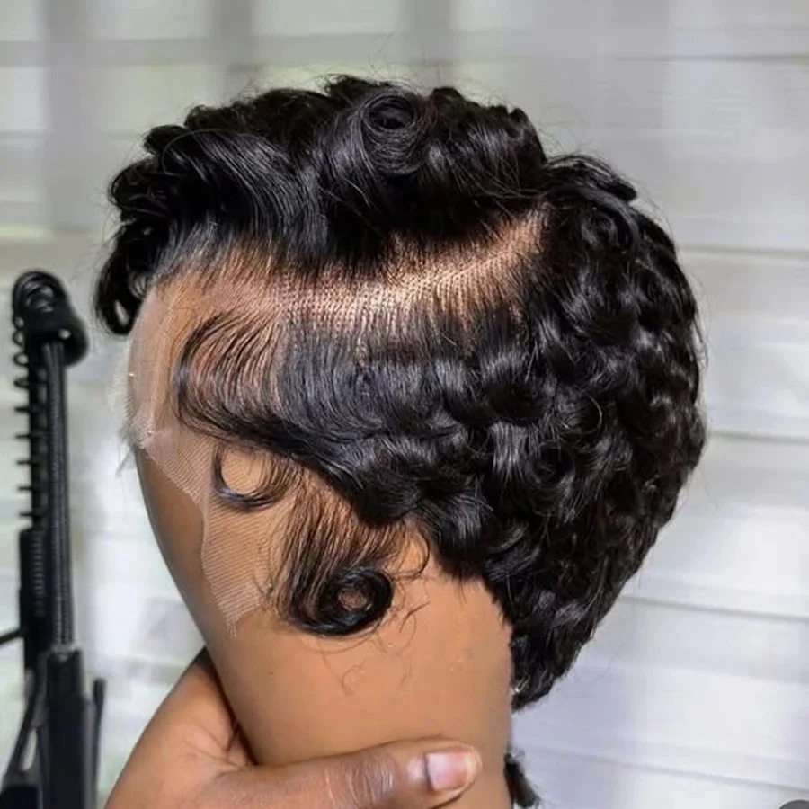 13x4 الدانتيل الباروكات أمامي أنيقة عابث قطع مجعد الدانتيل الجبهة خصلات الشعر المستعار الإنسان للنساء