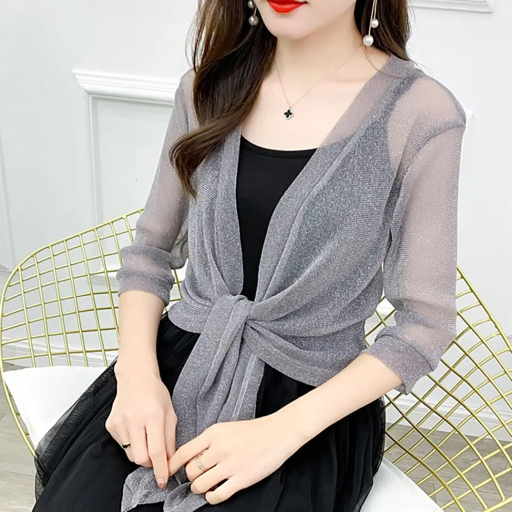 New Polyester Women's Cardigan One Size Tulle Sun Protection Clothing Short Cardigan Summer