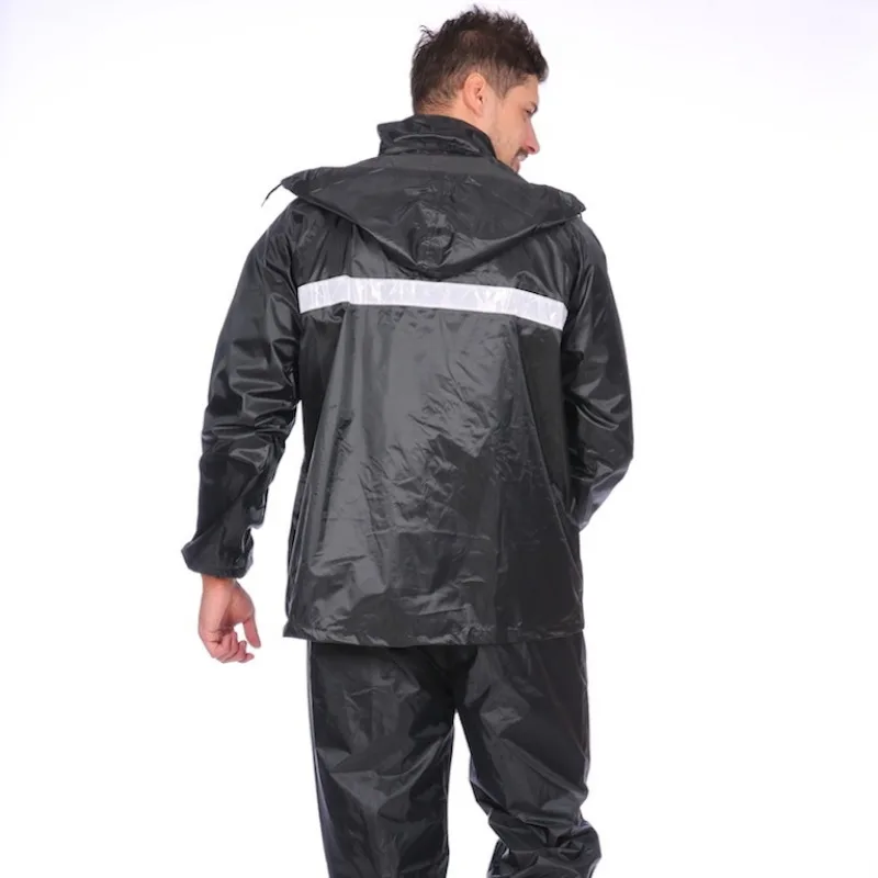 Raincoat rain pants set Breathable rainproof polyester cloth reflective thickened men\'s and women\'s construction raincoat riding