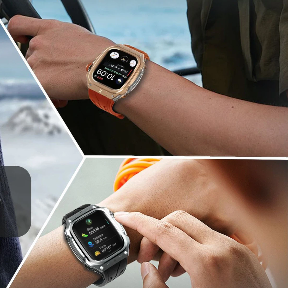 Pulseira + caixa de metal para apple watch 10 46mm, pulseira com capa resistente para apple watch 10 46mm, capa protetora completa