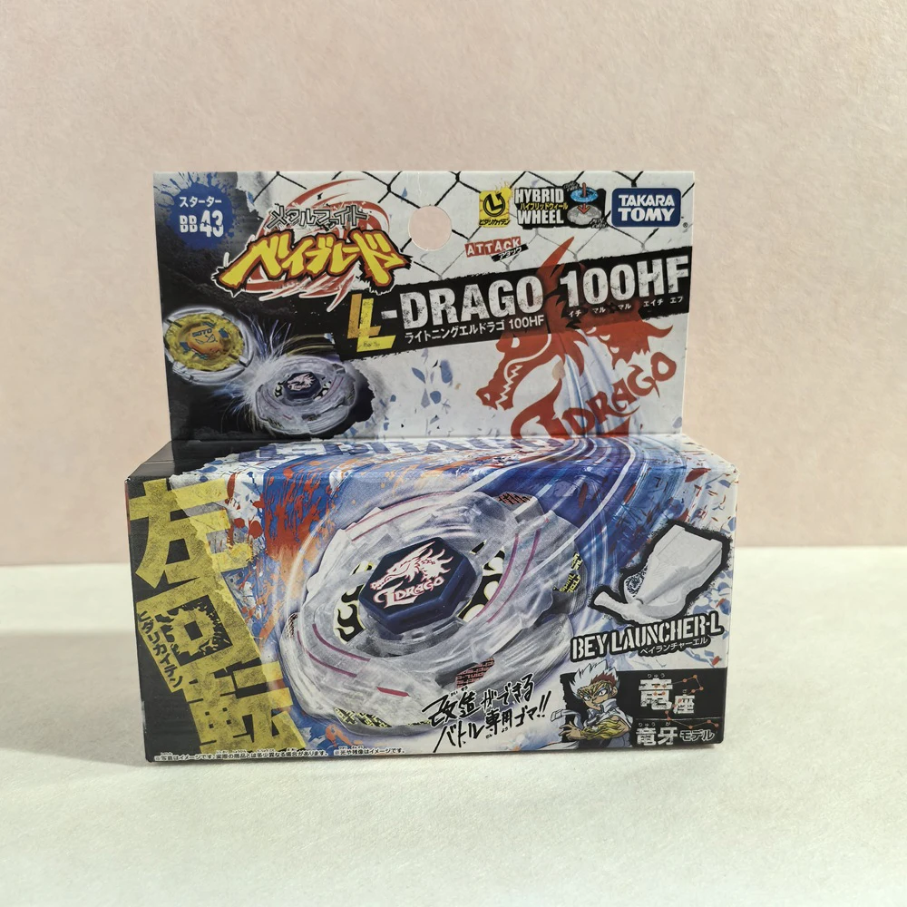 Takara Tomy Lightning L-Drago 100HF BB-43 Metal Fusion Original Auténtico Vintage Lanzador de Beyblade de Giro Izquierdo L Set
