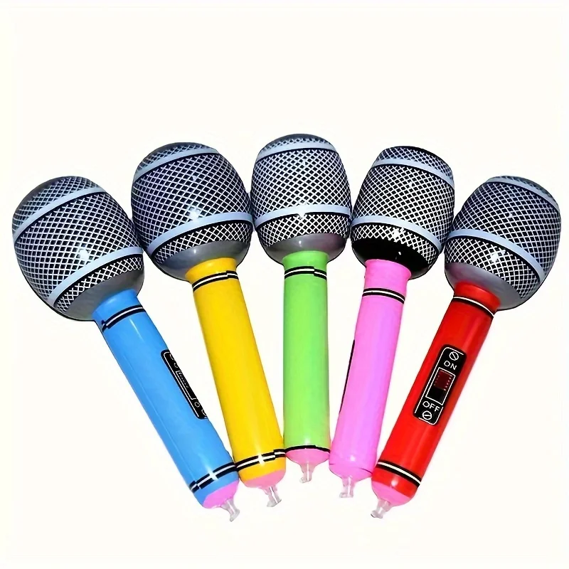 12Pcs Inflatable Microphone Swimming Toys Kids Toy Beach Parties Props Anti Deflation Pool Floats Birthday Favors Party Supplies
