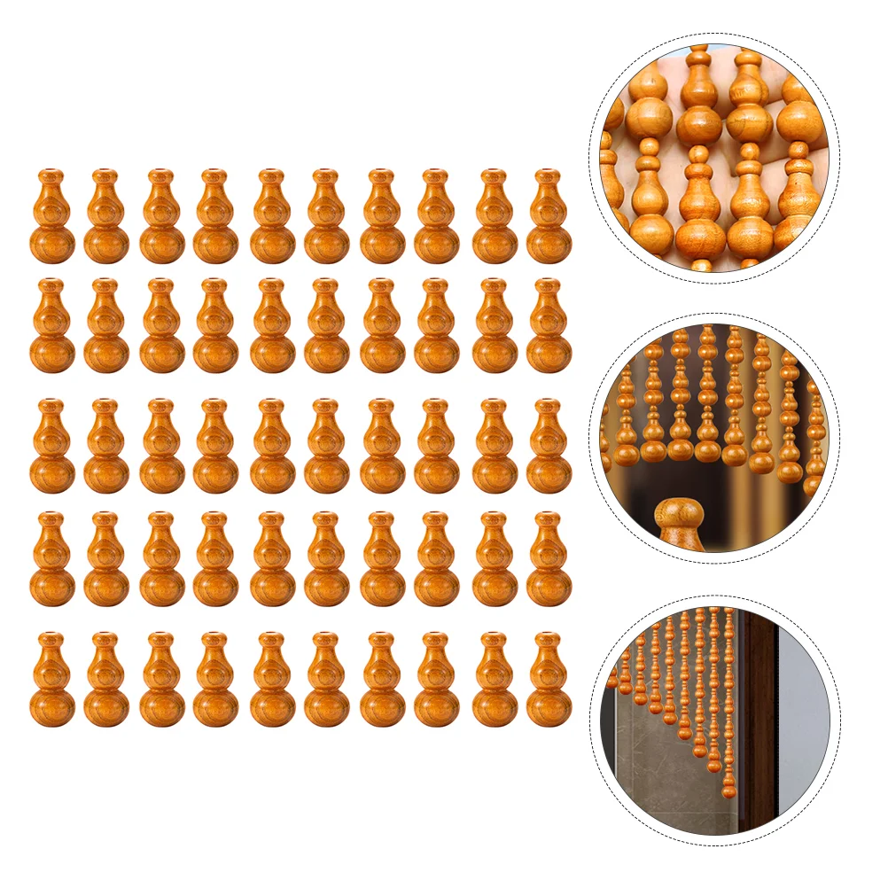 50 PCS Gourd Beads Elegant Curtain Decor Decorate Indoor Solid Wood Wooden Boho Drapes