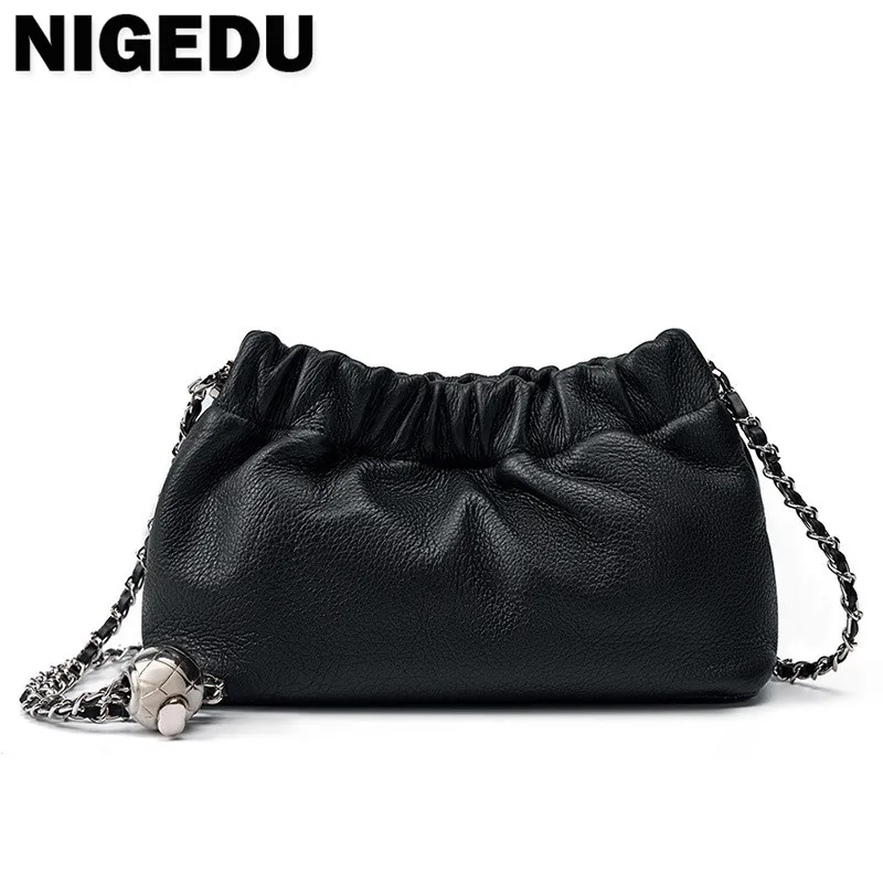 Genuine Leather women Shoulder bags Luxury Brand small chain flap bags for Ladies Handbag Natural Cowskin Female Crossbody Bags