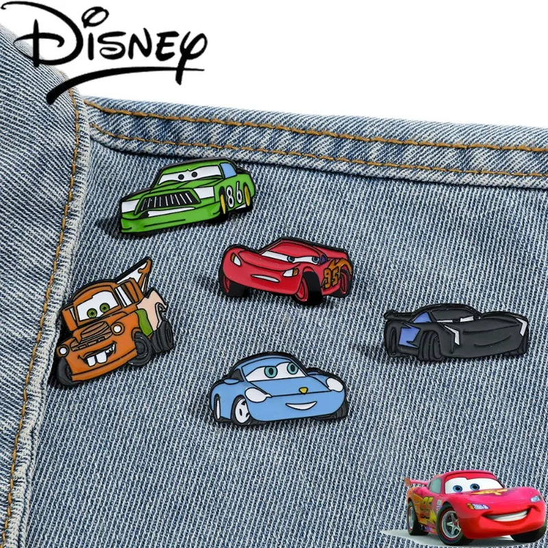 Disney Cartoon Cars Brooch Lightning McQueen Mater Sally Carrera Enamel Pin Metal Badge Jewelry Clothes Backpack Decoration Gift