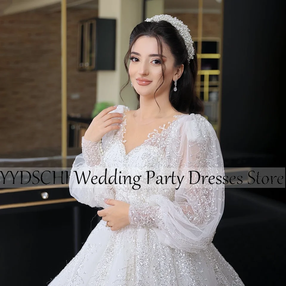 Customized Luxury 2024 White/Ivory Dresses Wedding Dress For Women Applique Sweetheart Embroidery Ball Gown Appliques Sleeves