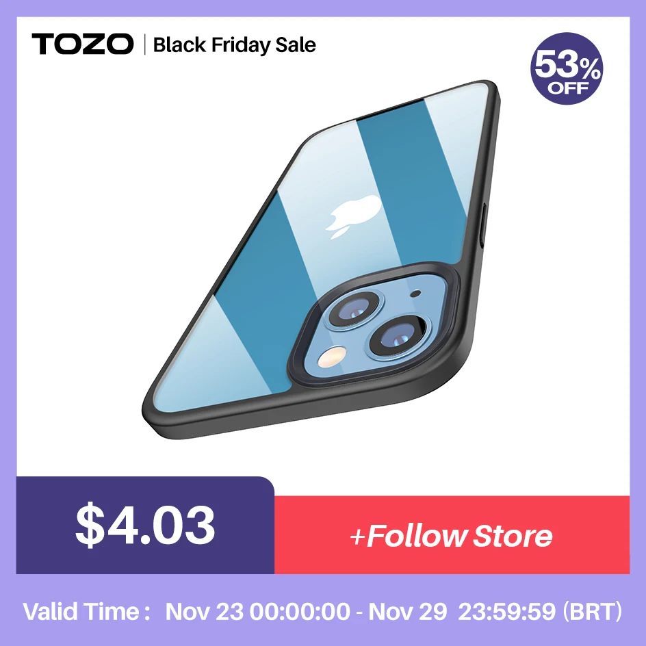 TOZO Compatible for iPhone 13 12 Pro Max  Mini Case 6.7 Inch Hybrid PC+TPU Soft Grip Matte Finish Clear Back Panel Thin Cover