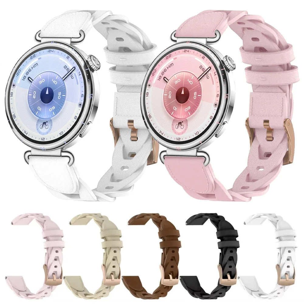 New 18mm Leather Strap For Huawei Watch GT6-5-4 41mm 5 GT5 Pro 42mm/Xiaomi Watch S4 41mm Oneplus 3 43mm OPPO Watch X2/X3 Mini