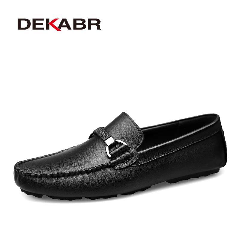 DEKABR Summer Loafers Men Luxury Brand Moccasins Shoes Men Leather Loafers Shoes Slip on Non-Slip Working Office Loafers for Men