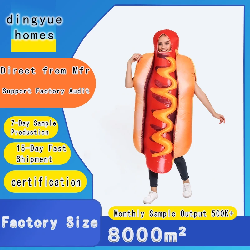 Hot Dog Costume for Adults, Funny Food Fancy Dress, Halloween Carnival Party Cosplay Outfit